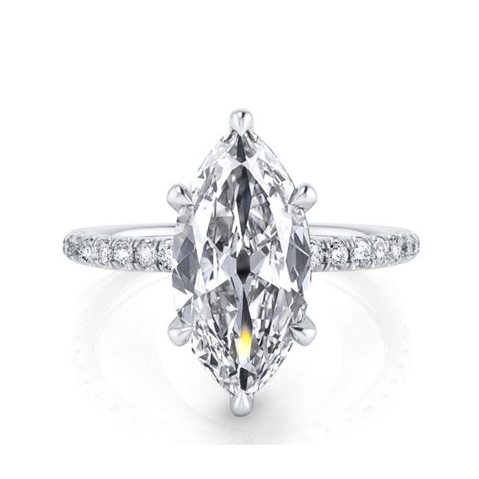 Italo Classic Marquise Created White Sapphire Engagement Ring