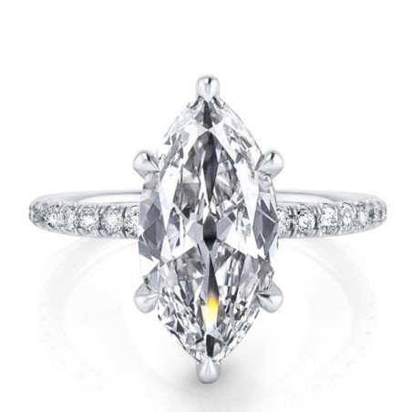 Italo Classic Marquise Created White Sapphire Engagement Ring