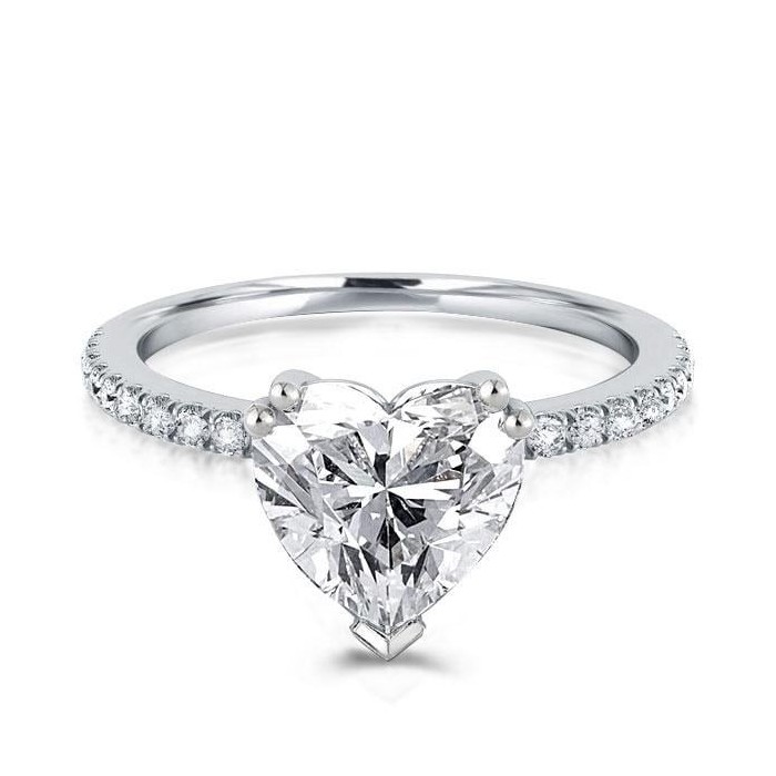 Italo Classic Heart Created White Sapphire Engagement Ring