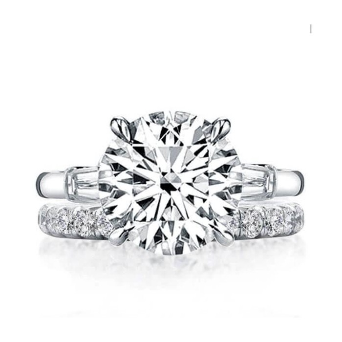 Italo Three Stone Created White Sapphire Bridal Set