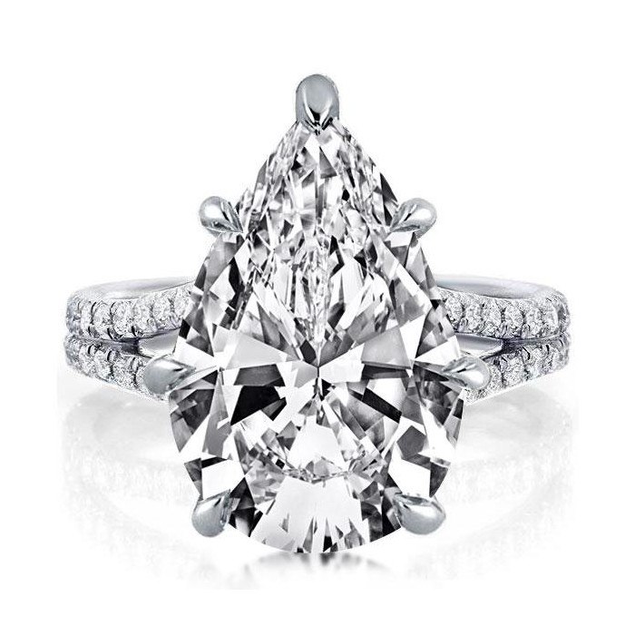 Split Pear Created White Sapphire Engagement Ring