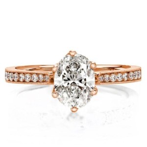 Rose Gold Milgrain Oval Cut Engagement Ring