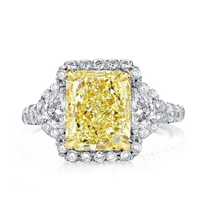 Italo Yellow Topaz Ring 3 Stone Engagement Ring Affordable