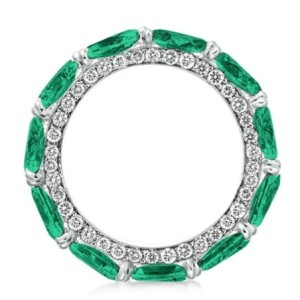 Eternity Pear Cut Green Wedding Band