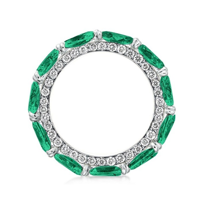 Eternity Pear Cut Green Wedding Band