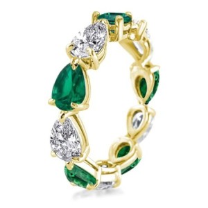 Golden Pear Cut Eternity Wedding Band
