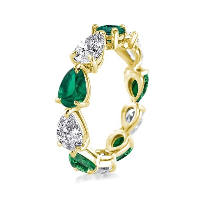 Golden Pear Cut Eternity Wedding Band