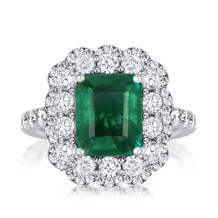Italo Emerald Engagement Ring Halo Engagement Ring Affordable