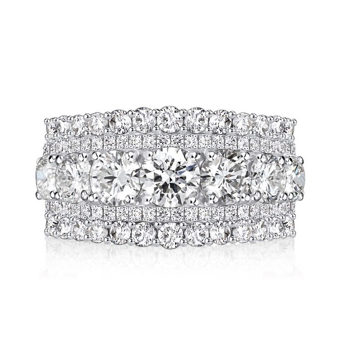 Italo Multi Row Half Eternity Wedding Band Anniversary Ring