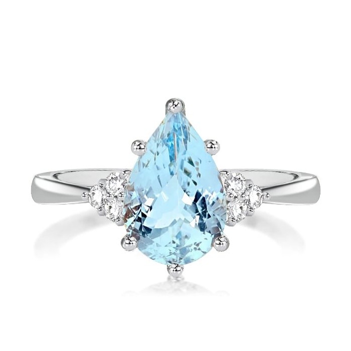 Italo Pear Cut Aquamarine Engagement Ring Promise Ring