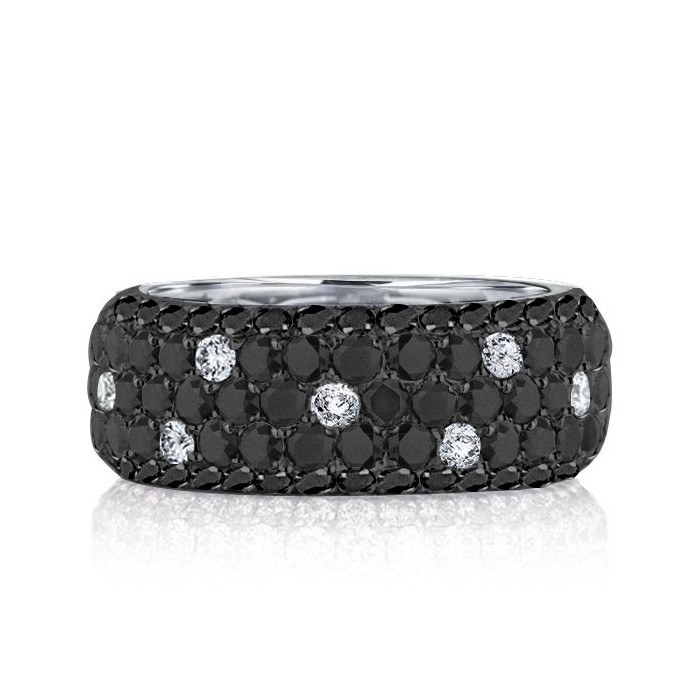 Italo Five Row Black Sapphire Eternity Wedding Band For Women