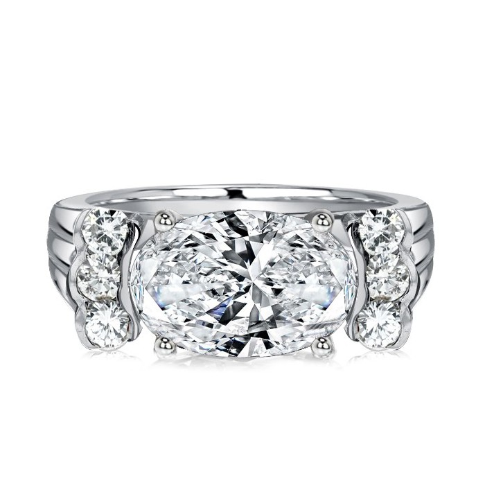 Italo White Sapphire Oval Cut Engagement Ring For Women