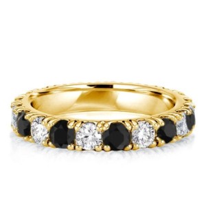 Italo Golden White & Black Wedding Band For Women
