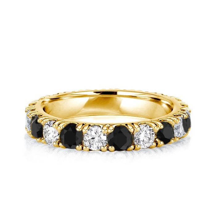 Italo Golden White & Black Wedding Band For Women