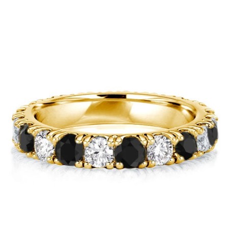 Italo Golden White & Black Wedding Band For Women