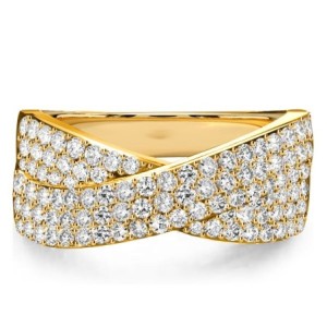 Italo Micro Pave Setting Crossover Ring Criss-Cross Wedding Band