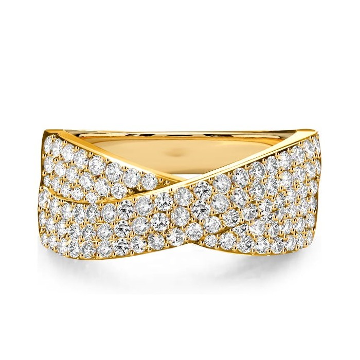 Italo Micro Pave Setting Crossover Ring Criss-Cross Wedding Band