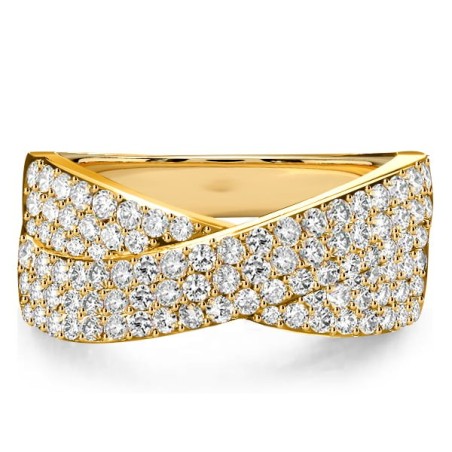 Italo Micro Pave Setting Crossover Ring Criss-Cross Wedding Band