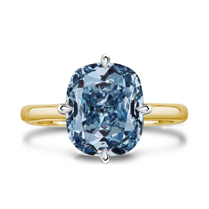 Italo Blue Topaz Solitaire Cushion Cut Engagement Ring