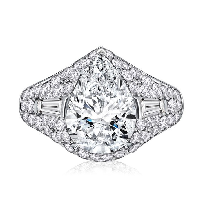 Italo Micro Pave Pear Shaped Large Cocktail Rings Vintage