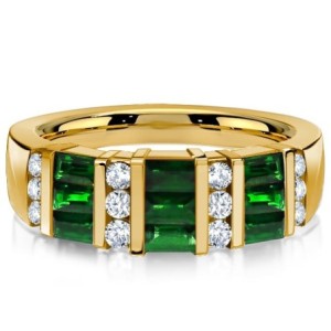 Italo Golden Emerald Green Wedding Band Emerald Green Ring