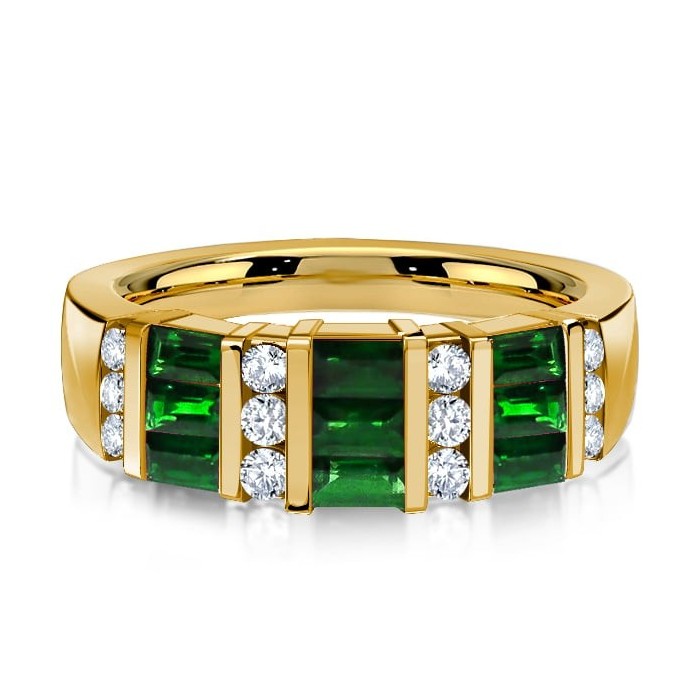 Italo Golden Emerald Green Wedding Band Emerald Green Ring