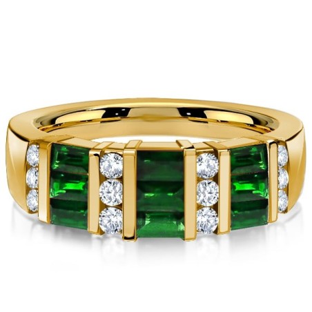 Italo Golden Emerald Green Wedding Band Emerald Green Ring