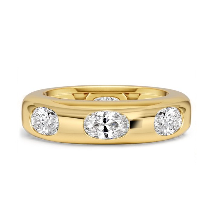 Italo Flush Setting Oval Cut Eternity Wedding Band For Women