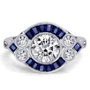 Italo Milgrain Bezel 1 CT. Round Cut Vintage Engagement Rings