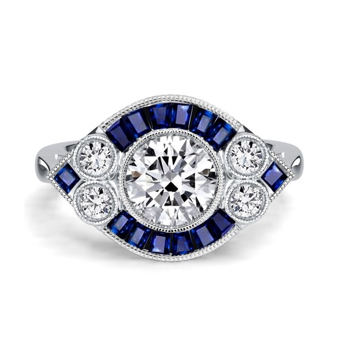 Italo Milgrain Bezel 1 CT. Round Cut Vintage Engagement Rings