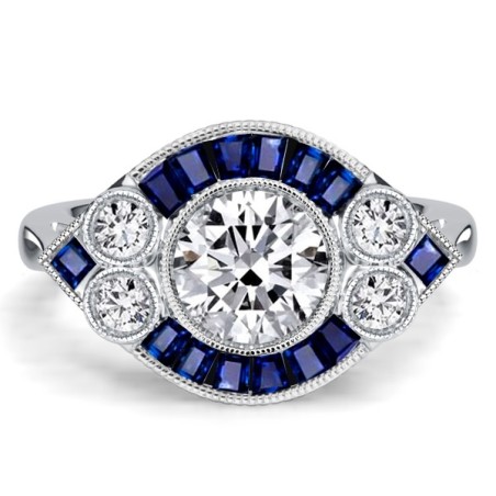 Italo Milgrain Bezel 1 CT. Round Cut Vintage Engagement Rings