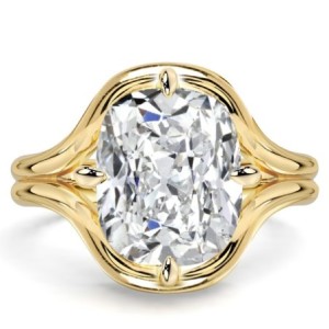 Italo Elongated Split Shank 5 CT. Cushion Cut Engagement Ring