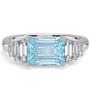Italo 1.75 Carat Emerald Cut Aquamarine Ring For Women