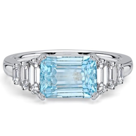 Italo 1.75 Carat Emerald Cut Aquamarine Ring For Women