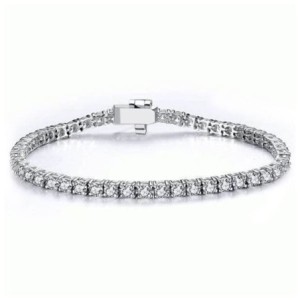 Italo Round Cut Tennis Bracelet For Women Silver Bracelet