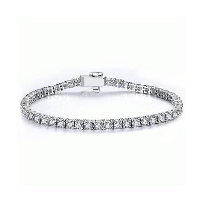 Italo Round Cut Tennis Bracelet For Women Silver Bracelet