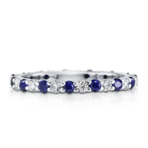 Italo White & Blue Sapphire Eternity  Wedding Band For Women
