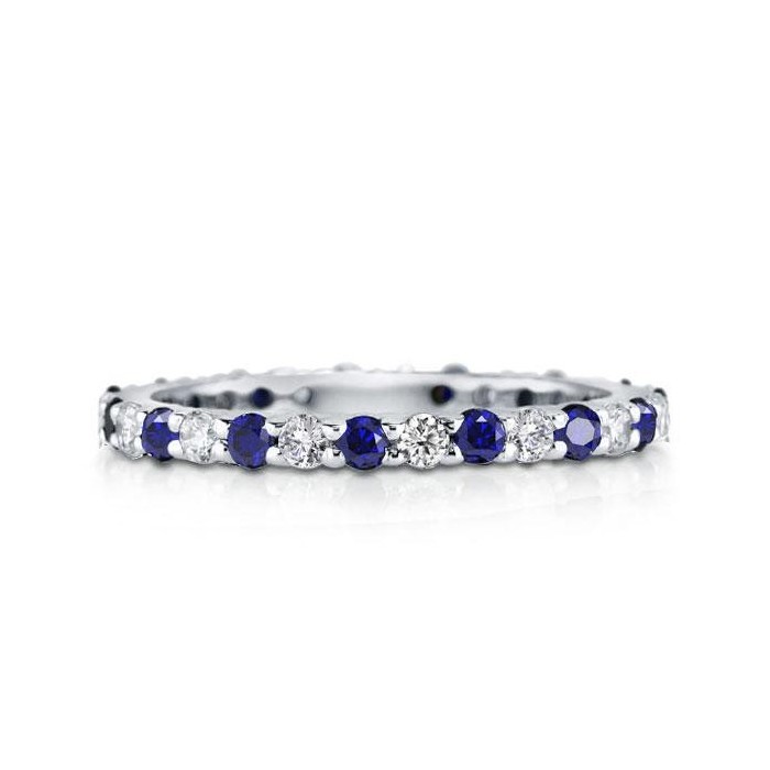 Italo White & Blue Sapphire Eternity  Wedding Band For Women