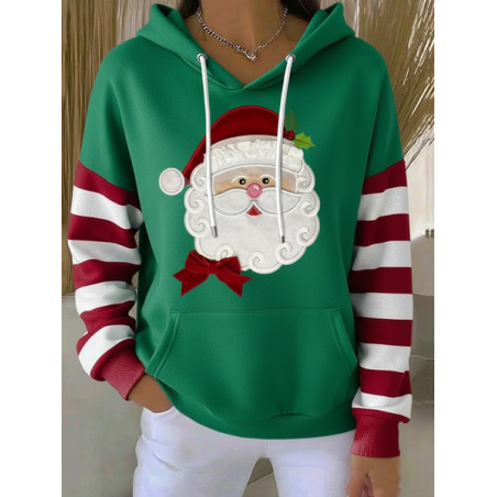 Women Striped Spring/Fall Printing Long Sleeve Casual Daily Hoodie