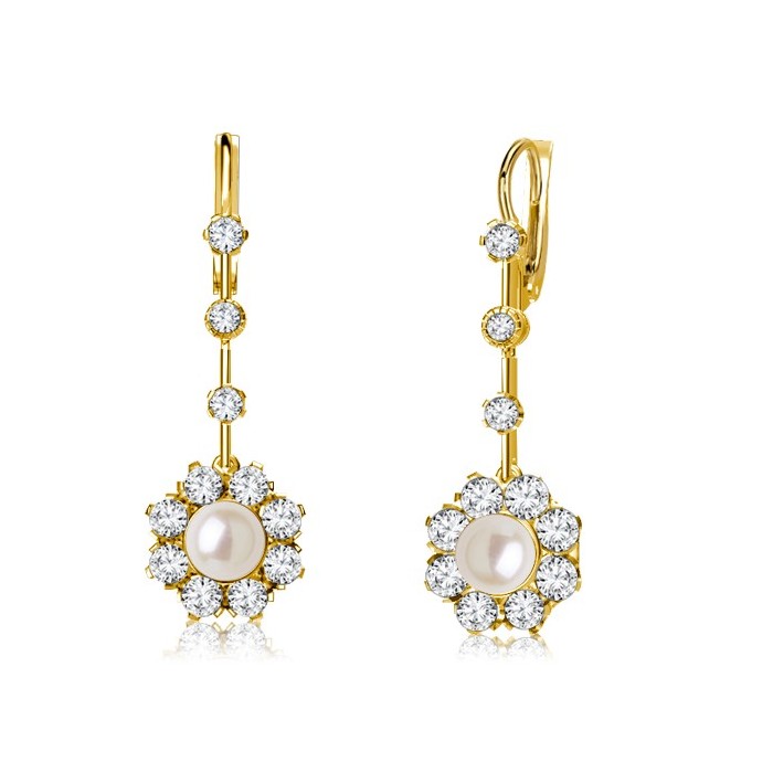 Halo Pearl Drop Earrings For Women