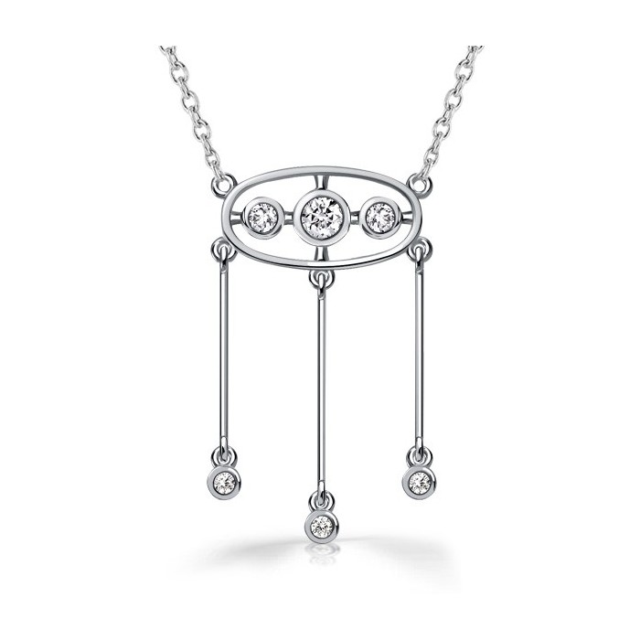 Italo Three-Drop Vintage White Sapphire Pendant Necklace