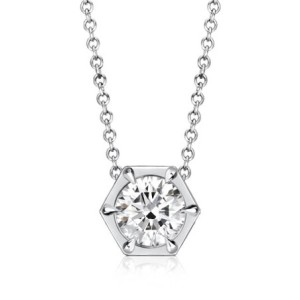 Italo Hexagon Single Stone Necklace Solitaire Pendant Necklace