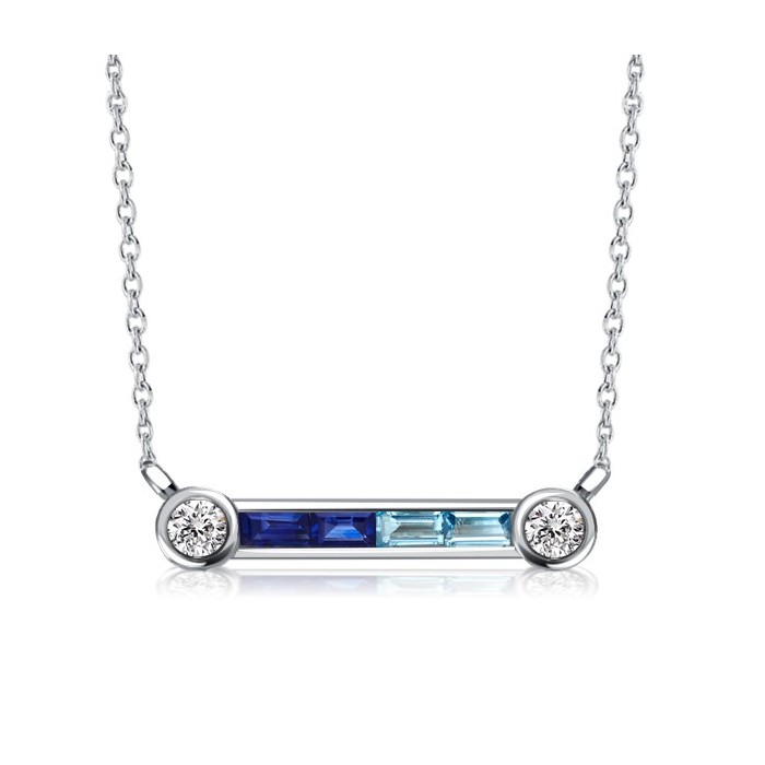 Italo Aquamarine & Blue Sapphire Necklace Pendant Necklace