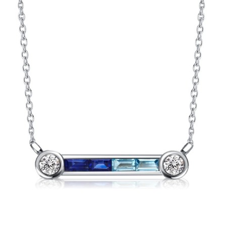 Italo Aquamarine & Blue Sapphire Necklace Pendant Necklace