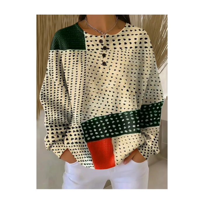 Women Abstract Crew Neck Printing Casual Spring/Fall Long Sleeve Sweatshirt