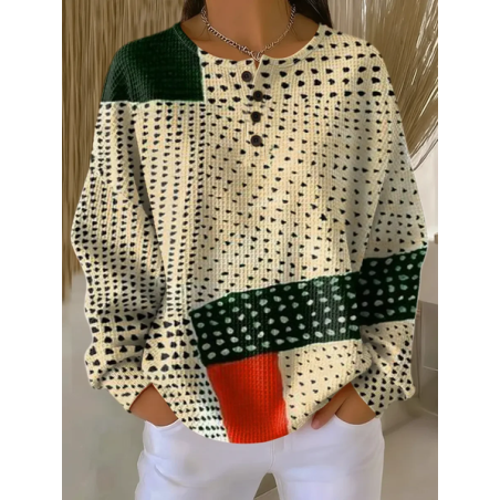 Women Abstract Crew Neck Printing Casual Spring/Fall Long Sleeve Sweatshirt