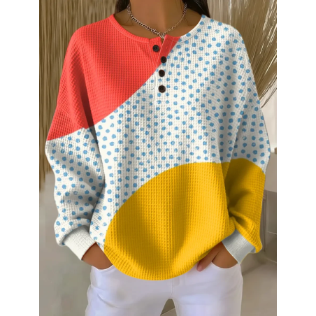 Women Abstract Crew Neck Printing Casual Spring/Fall Long Sleeve Sweatshirt