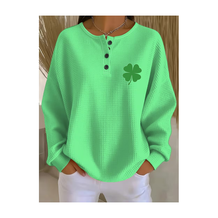 Women Shamrock Crew Neck Printing Casual Spring/Fall Long Sleeve Sweatshirt