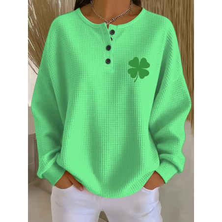 Women Shamrock Crew Neck Printing Casual Spring/Fall Long Sleeve Sweatshirt
