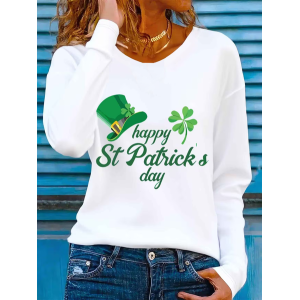 Women Text Letters Long Sleeve Tee T-shirt Crew Neck Printing Casual Graphic Tee Spring/Fall Top